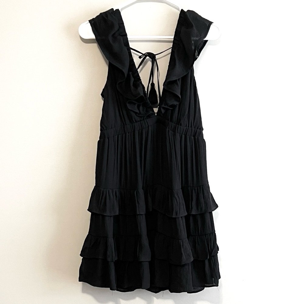 HYFVE Deep V-Neck Ruffle Mini Dress